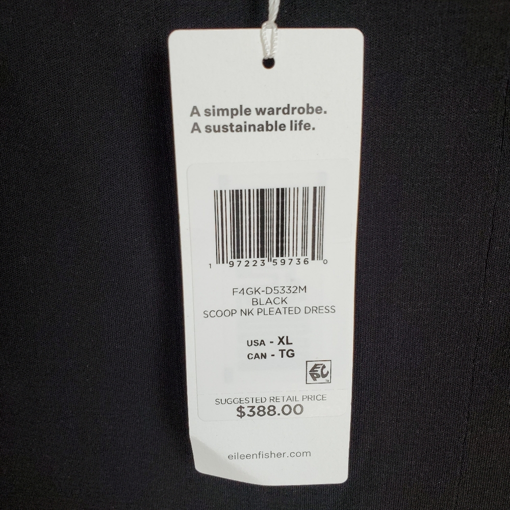 Eileen Fisher Silk Stretch Jersey Scoop Neck Black Dress Sz XL Retail $388 - Picture 8 of 9
